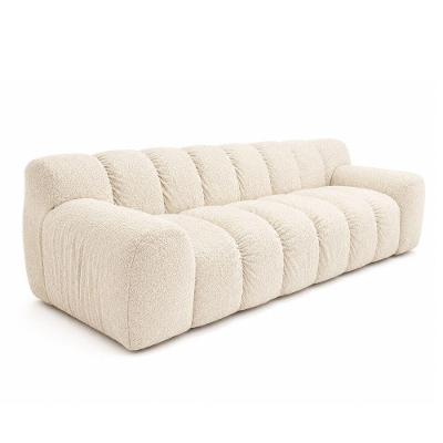 Sofá Nellow 2 Lugares 210CM Off White Bouclé Fixo Conforto para Sala Sallar Home