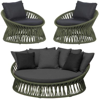 Chaise Monza Alumínio Corda Náutica Impermeável Verde Musgo Trama Original