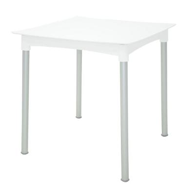 Mesa Diana Quadrada Tampo em Polipropileno Estrutura em Alumínio Anodizado Branco Tramontina 70CM
