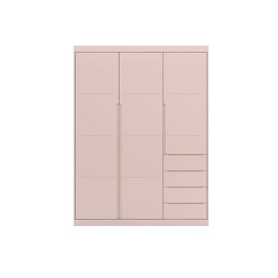 Guarda Roupa Pérola Rosê 3 Portas Giratória 4 Gavetas MDF Rosa Phoenix Baby