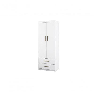 Guarda Roupa Infantil Chiara 2 Portas Bater 2 Gavetas MDP Branco Brilho Phoenix Baby 73CM