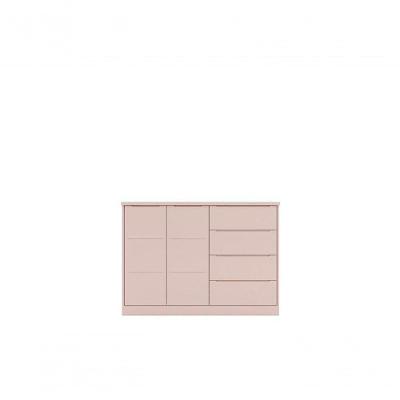 Cômoda Pérola Rosê 4 Gavetas MDF Puxador de Metal Rosa Phoenix Baby 128CM