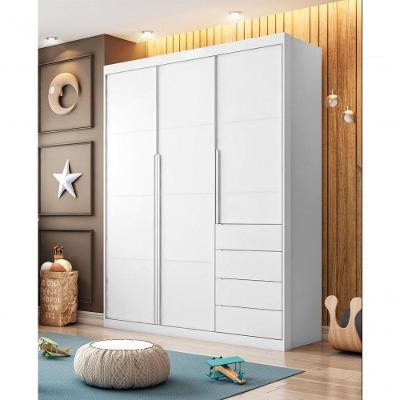 Guarda Roupa Pérola 3 Portas 4 Gavetas MDF Branco Phoenix Baby