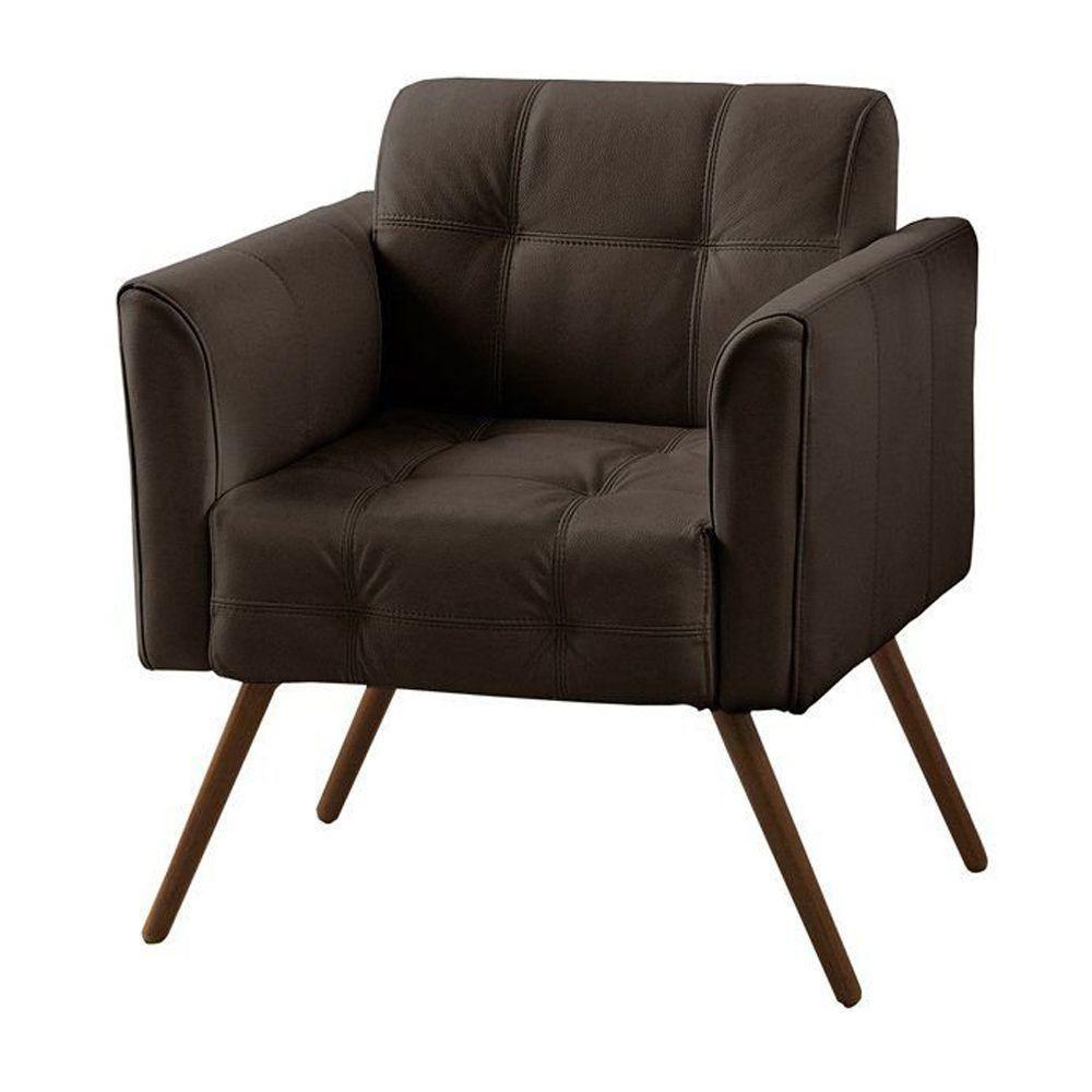 Poltrona Decorativa Bia Couro Marrom - 1