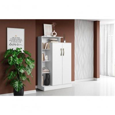 Armário Multiuso Florença 2 Portas 6 Prateleiras MDP 91CM Branco Aramóveis