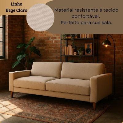 Sofá Tunisi 2 Lugares Fixo 214CM Bege Linho Linha Premium Divani Conforto e Qualidade