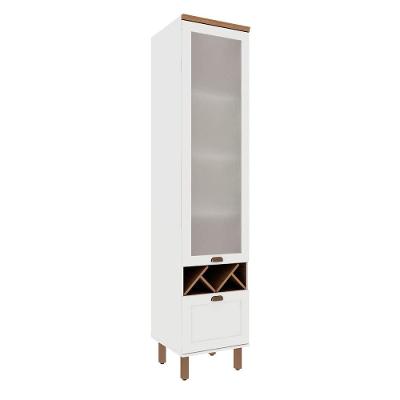 Cristaleira Genialflex Móveis Porta de Vidro e 1 Gavetão Branco com Ébano 50CM