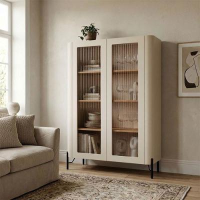 Cristaleira 2 Portas 3 Prateleiras MDF e Metal 98,5CM Louro e Luna com Preto