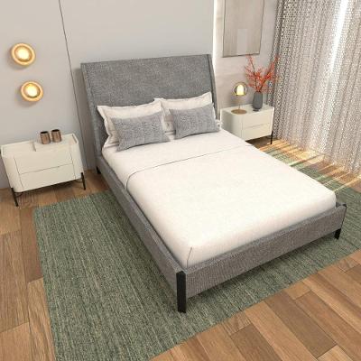 Cama Casal Estofada Linho Lincoln Níquel com Luna 2 Gavetas MDF 148CM Casa Lar Shop