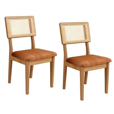 Cadeira para Sala de Jantar Kit 2 Tela Sintética MDF Assento Tecido Bouclé e Linho Freijó com Cesare