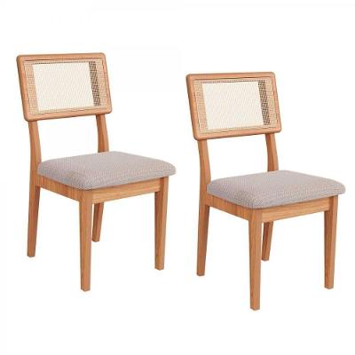 Cadeira para Sala de Jantar Kit 2 MDF Linho Freijó com Bege Rústico Dalla Costa Móveis