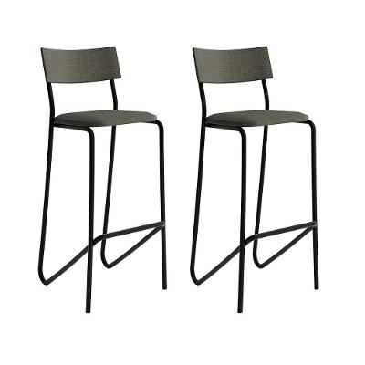 Banquetas Altas Carraro Aço Tecido Tipo Linho Grafite com Preto 2 Unidades Móveis Carraro