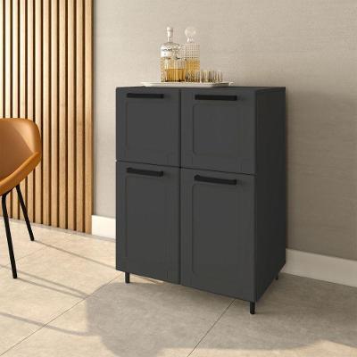 Aparador Buffet Multiuso 8192 4 Portas 70CM Grafite Bertolini