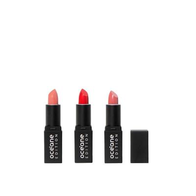 Kit de Batons Mini The Lipstick Alta Pigmentação Nude Pink e Red Kiss e Sienna Oceane