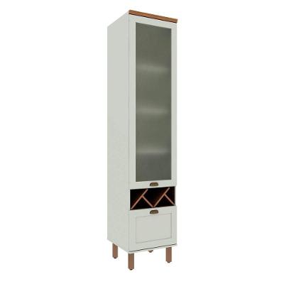 Cristaleira 50cm Porta de Vidro e 1 Gavetão para Cozinha 1 Porta MDF 50CM Mint com Ébano