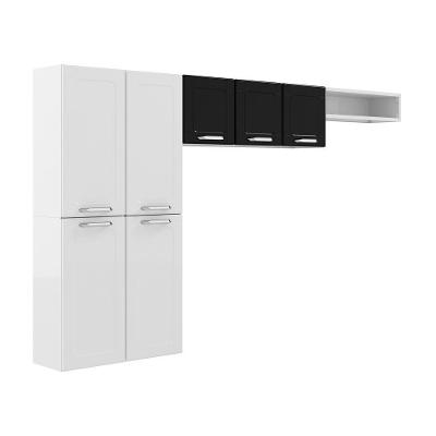 Cozinha Compacta Dona Maria 7 Portas Aço 245CM Preto Bertolini