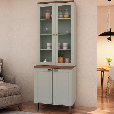 Cristaleira Cozinha Modulada 2 Portas MDF 80CM Mint com Ébano Genialflex Móveis