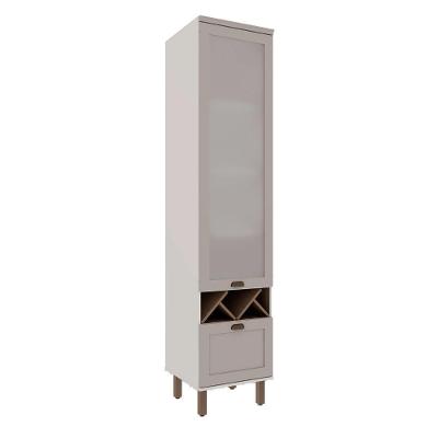 Cristaleira 50CM 1 Gavetão MDF Fendi com Branco Genialflex Móveis