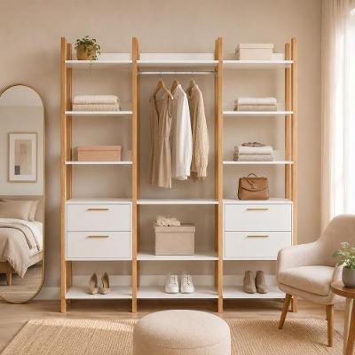 Guarda Roupa Closet Modulado 2,20 m com Gavetas Prateleiras e Cabideiro 100% MDF Off White
