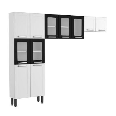 Cozinha Compacta de Aco Multipla CZM0 11 Portas 5 Vidros 245CM Preto Bertolini