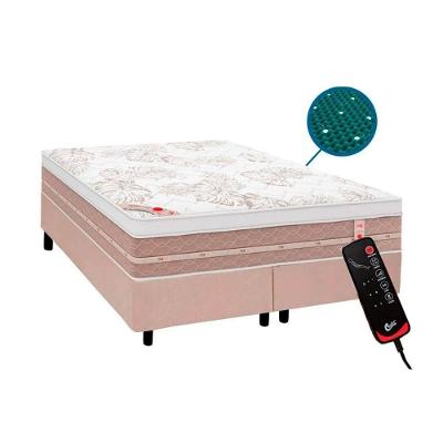 Cama Box Queen Magnético C Massagem Niponpedic Molas Bonnel Pillow Top Bege Colchões Castor
