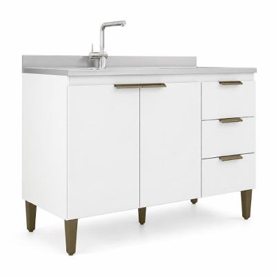 Balcão de Cozinha Ana 2 Portas 3 Gavetas 120CM Branco J Carvalho Móveis