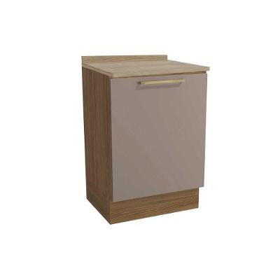 Balcão de Cozinha Modulado Botanic M629 1 Porta MDF 60cm Fendi Nogueira Kappesberg