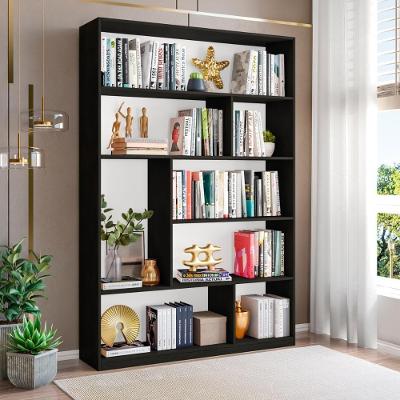 Estante de Escritório para Livros 4 Prateleiras 8 Nichos MDP Preto 120CM Multimóveis
