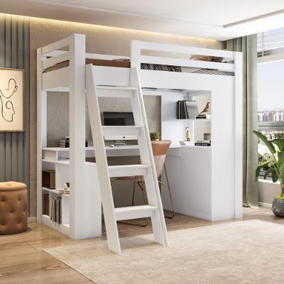 Cama Solteiro Alta com Escrivaninha e 6 Gavetas Branco MDF MDP CRRUI-CAM013 Multimóveis