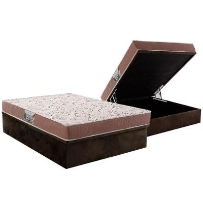 Cama Box com Baú Casal Cama Box Baú CRC + Colchão Ortopédico Marrom Herval