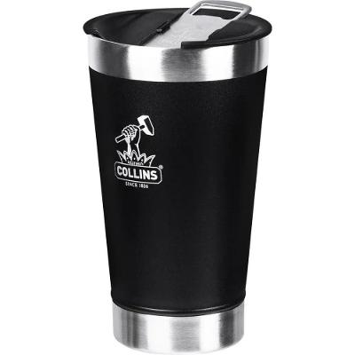 Copo Térmico com Tampa Parede Dupla Aço Inoxidável AISI 304 473ML Preto Collins