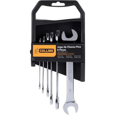 Jogo de Chave Fixa 918407 6 Pecas 6mm a 17mm Aco Cromado Encaixe Preciso Collins