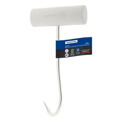 Gancho Central Profissional Master para Carnes Aço Inox Cabo Polipropileno Antimicrobiano Branco