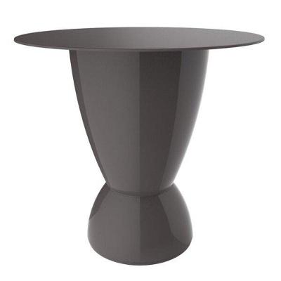 Mesa Lateral Apoio Argo Redonda Tampo Plástico Estrutura Polipropileno Resistente a Raio UV Cinza