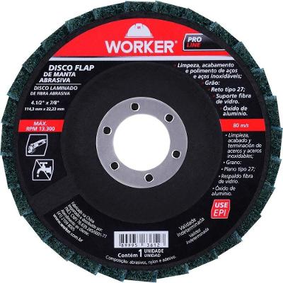 Disco Flap Manta Abrasiva G80 114,3x22,23mm Worker Grão 80
