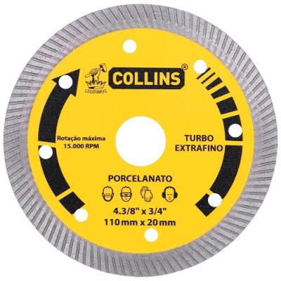 Disco Diamantado Liso para Porcelanato 110mm X 20mm Corte Preciso Collins