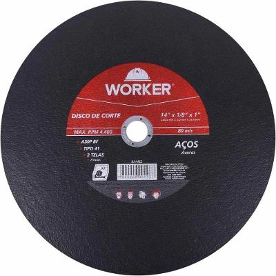 Disco de Corte para Aço 14 Pol 355,6mm 25,4mm Perfis Metálicos Worker 931462