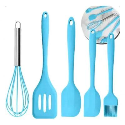 Kit Utensílios de Cozinha Silicone 5 Peças Espátula Fue Pincel Colher Resistência ao Calor
