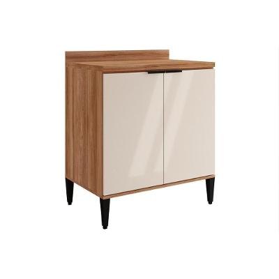 Balcão Alpha 2507 2 Portas C Tampo 80CM Freijo Off White Móveis Carraro