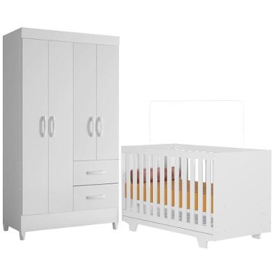 Kit Berço Nacional Life 2217 com Guarda Roupa Mobi Branco Albatroz Móveis