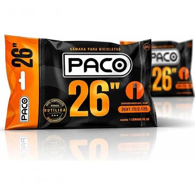 Kit 2 Câmara de Ar para Bicicleta Paco Aro 26 26x1.75x2.125 Válvula Americana 35mm Bivolt