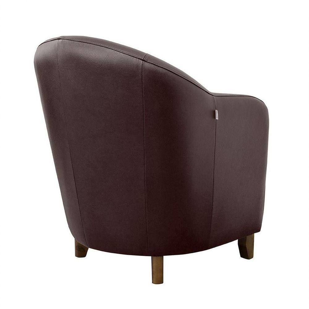 Poltrona Decorativa Sala de Estar Pés Madeira Kairós Couro Chocolate Gran Belo - 3