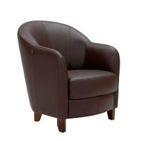 Poltrona Decorativa Sala de Estar Pés Madeira Kairós Couro Chocolate Gran Belo - 1