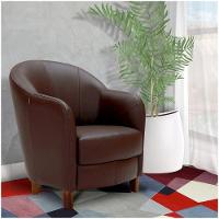 Poltrona Decorativa Sala de Estar Pés Madeira Kairós Couro Chocolate Gran Belo - 5
