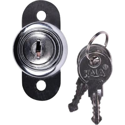 Fechadura para Moveis Universal Cilindro 19mm para Portas de Madeira Cromada Kala