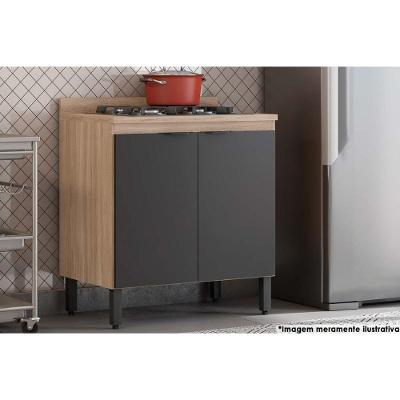 Gabinete de Cozinha Modulado Balcão Firenze 2 Portas MDF-MDP 80,5CM Cinza Avena-Grafito Demóbile