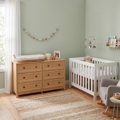 Quarto Bebê com Berço e Cômoda Bbi56+Dm217cvc 6 Gavetas MDF e MDP Branco Ditália Móveis