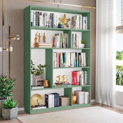 Estante de Escritório para Livros CRRUI-EST003 Moderno 4 Prateleiras 8 Nichos MDP Verde Multimóveis