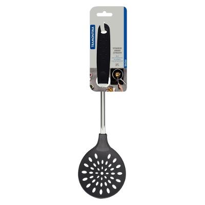 Espumadeira Utilità Nylon Aço Inox Cabo Polipropileno Preto Tramontina