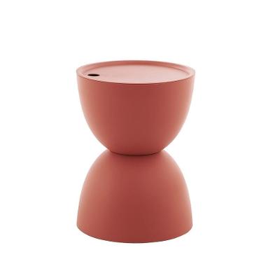Mesa Lateral Tempo Redonda Plástico 34CM Laranja Rivatti Móveis